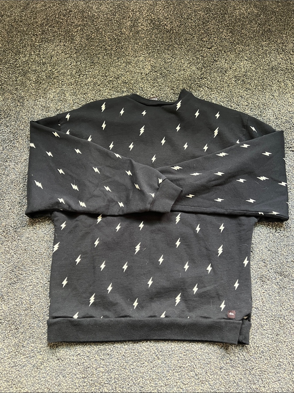Tea Collection Black Crewneck Sweatshirt with White Lightning Bolts - Picture 3 of 5